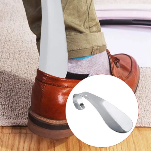 Miniatura 3 de TOPINCN Cuerno de zapato de metal de 5.7 pulgadas de largo, portátil, de acero inoxidable, elevador de cuerno de zapatos conveniente para niños