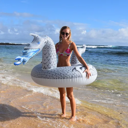 Miniatura 8 de GoFloats Balsas inflables de tubo para fiesta de dragón: elige entre dragón de fuego y dragón de hielo, flotadores de piscina