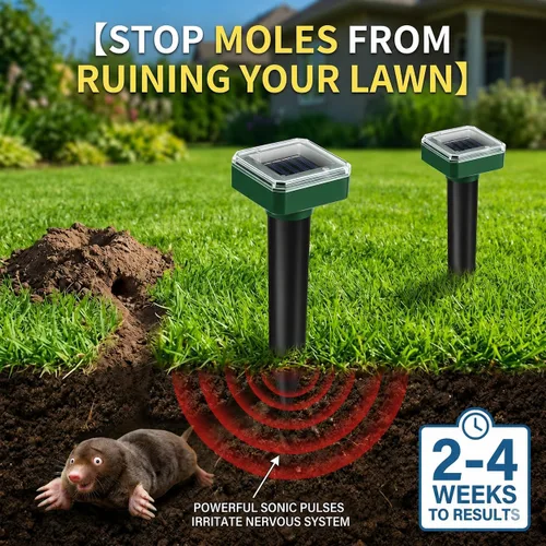 Miniatura 2 de 2026 8Pack Mole Repellent Solar Powered Sonic Gopher Repellent Stakes for Lawns,IP65 Waterproof Ultrasonic Mole Repellent for Lawns,Sonic Chipmunk