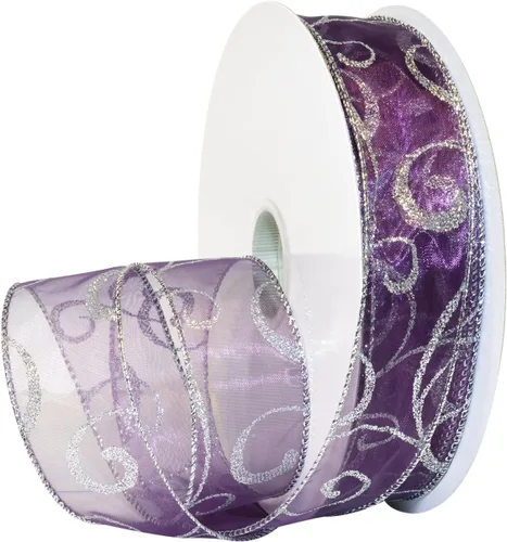 Miniatura 21 de Morex Ribbon Cintas transparentes con purpurina con espiral, cinta navideña para manualidades y decoraciones de Navidad, envoltura de regalos, 1.5