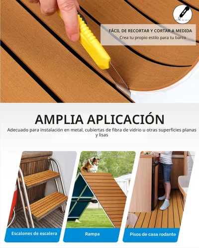 Miniatura 5 de OCEANBROAD Suelo de espuma EVA para barco con base adhesiva 3M, cubierta marina autoadhesiva de 96''x45.6''/36''/28.8''/16.8'', 48''x16.8'' hoja