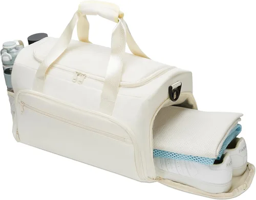 Miniatura 11 de Bolsa de gimnasio para hombres y mujeres, pequeña bolsa deportiva con bolsillo húmedo y compartimento para zapatos, bolsa de lona resistente al agua