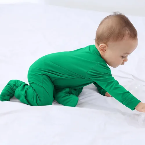 Miniatura 5 de GUISBY Pijama con pies para bebé, con mitones, rayón hecho de bambú para dormir, pijama de manga larga con cremallera de 2 vías