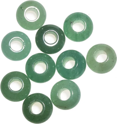 Miniatura 21 de Cuentas de piedra natural de agujero grande (0.23 a 0.236 pulgadas) pulidas Rondelle cuentas de piedras preciosas europeas para pulseras de dijes