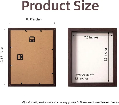 Miniatura 2 de Muzilife Caja de fotos con tablero de lino, vitrina de vidrio de madera profunda, lista para colgar, caja de memoria, recuerdos deportivos