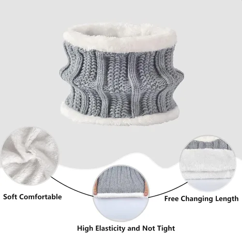 Miniatura 4 de Conjunto de guantes de invierno para mujer, gorro de forro polar, bufanda para pantalla táctil, guante 3 en 1