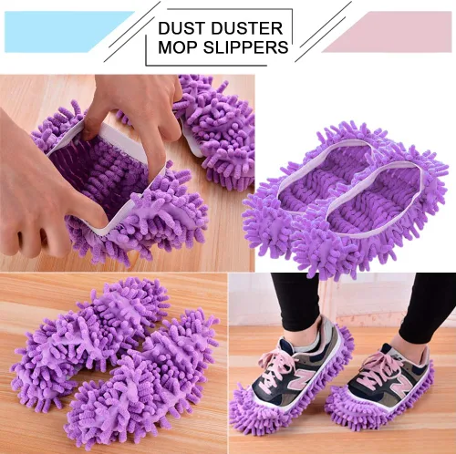Miniatura 3 de Cosywell 5 pares de 10 pantuflas de mopa para suministros de limpieza de pisos, pantuflas de microfibra lavables y reutilizables, calcetines