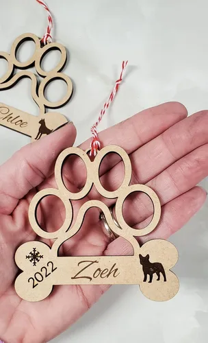 Miniatura 7 de Personalized Paw Print Dog Ornament — Custom Dog Bone Holiday Keepsake with Name, Year & Silhouette — Christmas Tree Decoration for Pet Lovers