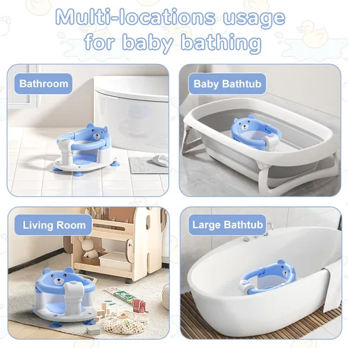 Miniatura 7 de Asiento de baño para bebés de 6 meses en adelante, asientos de baño antideslizantes para bebés sentados, silla de bañera segura para bebés y recién