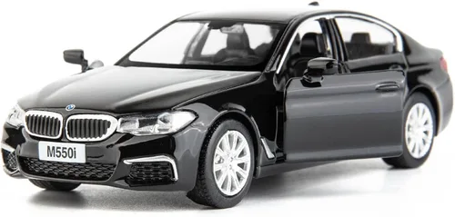 RMZ City BMW M550i Modelo de coche 1:36 de aleación fundida, coche de juguete con fricción para niños pequeños, niños y niñas, regalo en negro