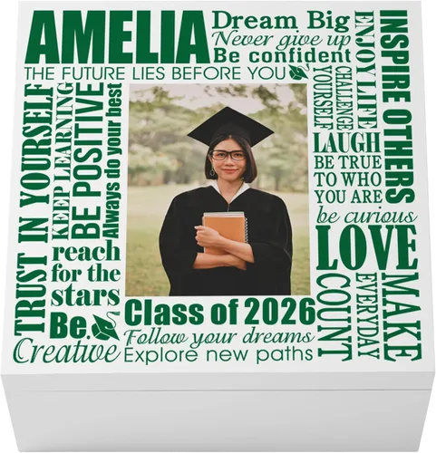 Miniatura 22 de Let's Make Memories Caja de recuerdos personalizada, para la clase de graduación de 2026 o cualquier año, caja de recuerdos de graduados