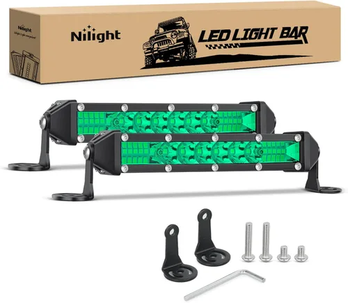 Miniatura 17 de Nilight Barra de luz LED ámbar, 2 unidades, 7 pulgadas, 30 W, punto 3000 lúmenes, súper delgada, 3D, antiniebla, todoterreno, luces de trabajo