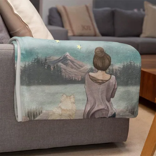 Miniatura 4 de Gossby Manta de forro polar personalizada con texto en inglés «I Love You to the Moon & Back» – Amante de perros, avatar, nombre – Día de la Madre