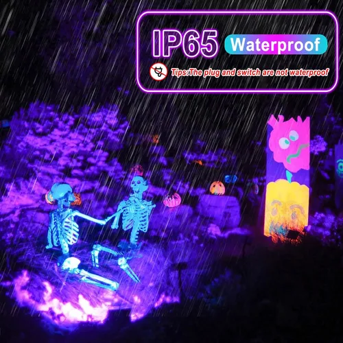 Miniatura 3 de 1 paquete de luz negra de 100 W, luz negra LED con enchufe e interruptor de EE. UU., luces negras para brillar, sin fiesta, Halloween, pintura