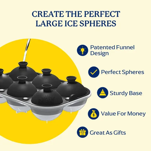 Miniatura 7 de Samuelworld - Gran molde para bolas de hielo con tapa, bolas de hielo de 6 x 2,5 pulgadas - Sin BPA, bandeja de hielo redonda de silicona fácil