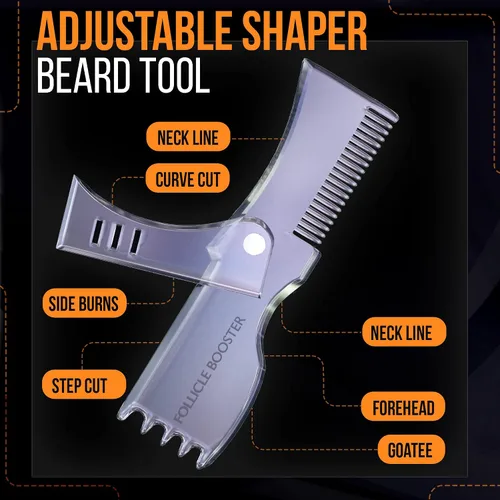 Miniatura 4 de Kit de moldeador de barba – Herramienta completa de modelado y peinado – Moldeador ajustable transparente, maquinillas de afeitar, lápiz
