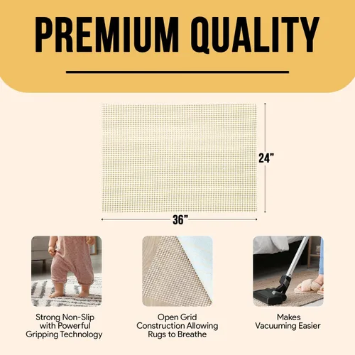 Miniatura 3 de Agarre Antideslizante para Alfombra de Área 2x3 Pies, Agarre para Alfombra para Pisos de Madera Dura, Laminado, Vinilo, Piedra y Azulejos