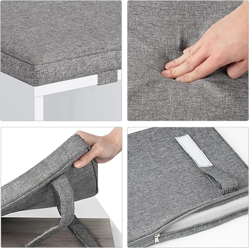 Miniatura 8 de IDEALHOUSE Banco de almacenamiento de zapatos con cojín para entrada, banco de almacenamiento de 20 pulgadas con asiento acolchado, armario de Blanco