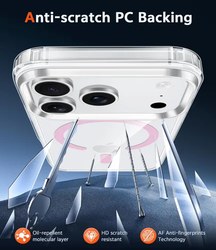 Miniatura 382 de FNTCASE Funda para iPhone 13 Pro-Max: Fundas magnéticas transparentes compatibles con Magsafe Slim anti amarillamiento protección contra caídas