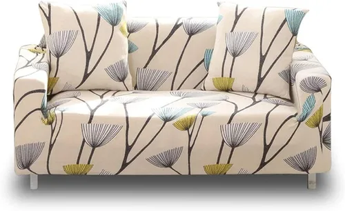 Miniatura 11 de Lamberia - Funda elástica para sofá de 3 plazas con estampado; incluye dos fundas para cojines, modelo New Blooming Flower E-Beige