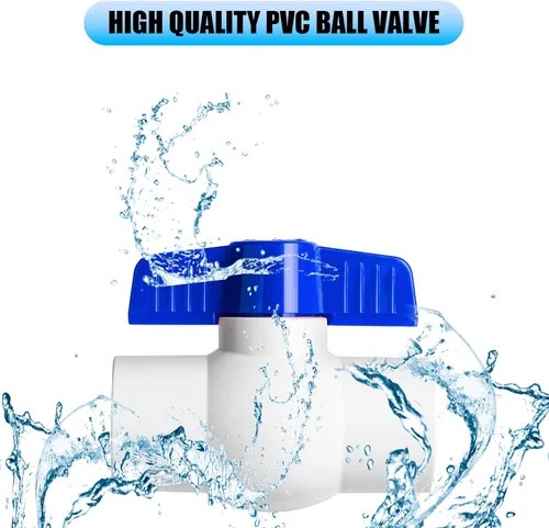 Miniatura 4 de Válvula de bola de PVC de 1 pulgada, enchufe de válvulas de bola de cierre con asas en T azules de fácil giro, válvula de PVC deslizante