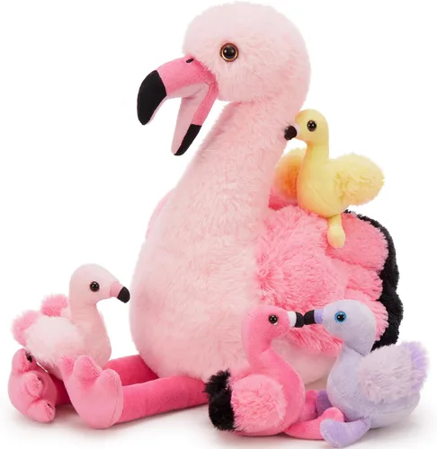 Miniatura 13 de Tezituor Juego de 5 lagartos de peluche realistas con bebés, 26.4 pulgadas, gran peluche de dragón barbudo, juguete de juguete para niños