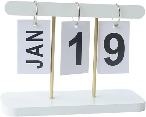 Miniatura 5 de BESTOYARD Calendario de escritorio perpetuo con bloques abatibles de madera de 6 x 4 x 2 pulgadas, pantalla de fecha reutilizable y organización que