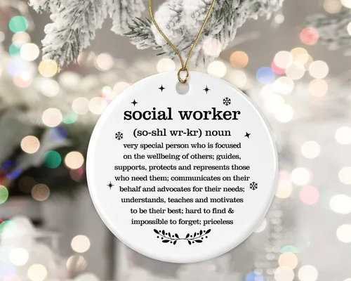 Miniatura 2 de Adorno de Navidad para trabajador social, regalo de diccionario de definición de trabajador social, mejor trabajador social de todos los tiempos