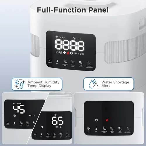 Miniatura 6 de TURBRO Humidificador comercial, habilitado para WiFi, vaporizador de aire ultrasónico de 5.3 galones/20L para habitaciones grandes de hasta 2000