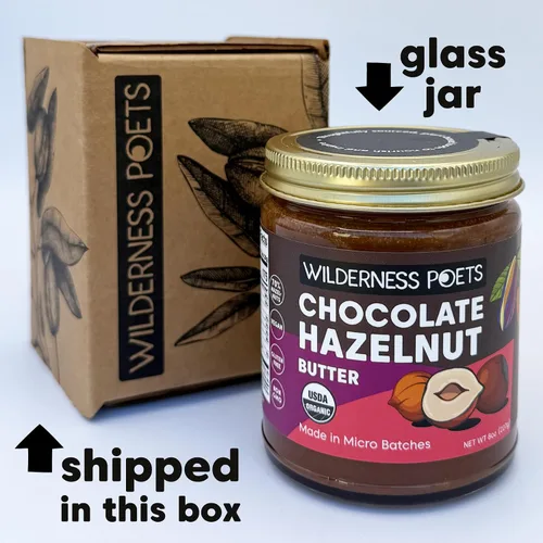 Miniatura 6 de Wilderness Poets, Mantequilla de avellana de chocolate orgánico - (8 onzas) - Sin aceite de palma - Ingredientes simples - 70% avellanas, 30%