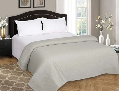 Miniatura 3 de Elvana Home Montgomerry - Manta para cama de 100 % algodón Gris claro