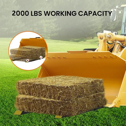 Miniatura 2 de Abrazadera de 2000 libras en horquillas de paleta, estante de horquilla resistente de 43 pulgadas con barra estabilizadora ajustable para tractor