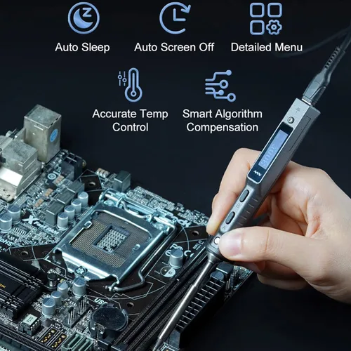 Miniatura 5 de TS101 Soldador de soldar TS100 Actualizado 90W PD 65W DC Estación de soldadura de bolsillo inteligente programable Kit con puntas I originales