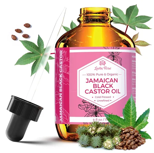 Leven Rose Aceite de semilla de ricino negro jamaicano, aceite de ricino negro jamaicano para el crecimiento del cabello, 100% natural, suero