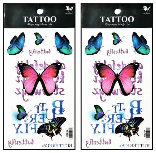 Miniatura 6 de Tatuajes de 2 hojas coloridas y hermosas flores de orquídea de jazmín rosa, temporales, tatuajes falsos de fantasía, moda para mujeres, pintura