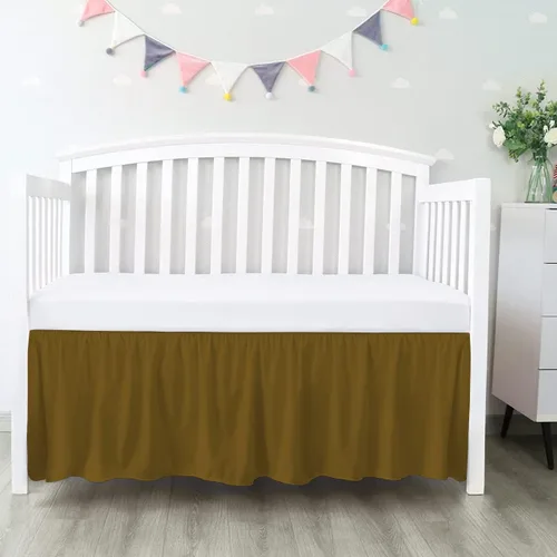 Miniatura 14 de 100% algodón egipcio, cuna de guardería infantil (24 x 38 + 10 pulgadas), falda de cuna de 800 hilos con volantes para polvo, faldas de ropa de cama