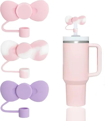 Miniatura 12 de 6 fundas de paja con diseño de flores bonitas compatibles con vasos Stanley de 30 y 40 onzas, tapas reutilizables de silicona para popotes, 18-6