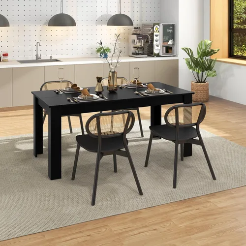Miniatura 5 de Giantex Mesa de comedor para 6, mesa de cocina rectangular con capacidad de 330 libras, estructura estable, 63 pulgadas de largo x 31.5 pulgadas