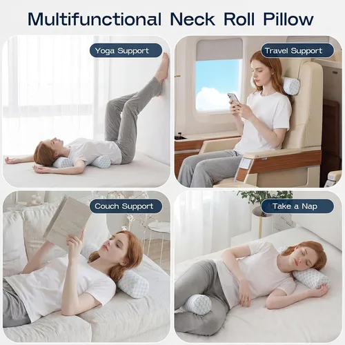 Miniatura 7 de Almohada Cervical de Rollo, Almohadas de Soporte Cervical de Espuma Viscoelástica, Almohadas de Cuello Redondas, Almohadas Cilíndricas de Refuerzo