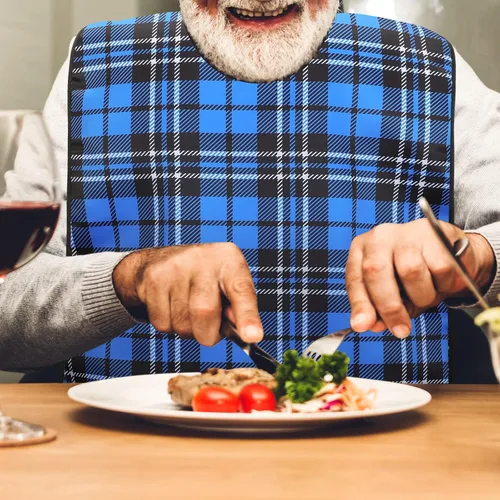 Miniatura 7 de SATINIOR Paquete de 6 baberos para adultos para hombres mayores con atrapa migas, impermeables, lavables, protectores de ropa, regalo para el padre