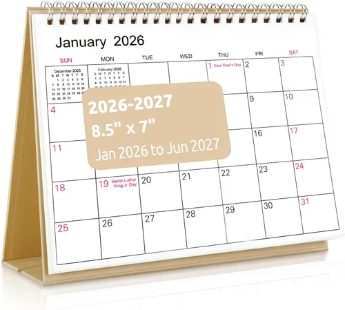 SKYDUE Calendario de escritorio pequeño 2026-2027, de abril de 2026 a diciembre de 2027, calendario de escritorio pequeño de 21 meses con Papel kraft