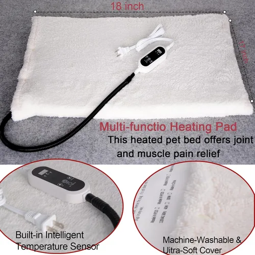 Miniatura 3 de Almohadilla térmica para mascotas, pantalla LED en tiempo real de la temperatura de la almohadilla térmica, cama térmica para perros y gatos
