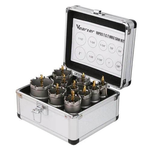 Miniatura 10 de Kit de sierra perforadora de carburo de 15 piezas, cortador de agujeros de metal de 5/8 a 3 pulgadas con taladro piloto, sierra perforadora