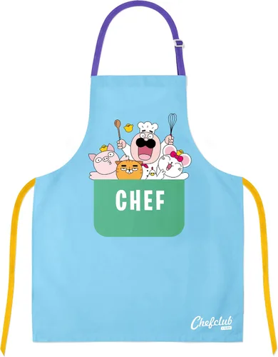 Kids Apron, Chefclub, 100% Cotton - Cooking & Baking Apron for Children - with Pocket, Adjustable Neck Strap, Waist Tie Azul