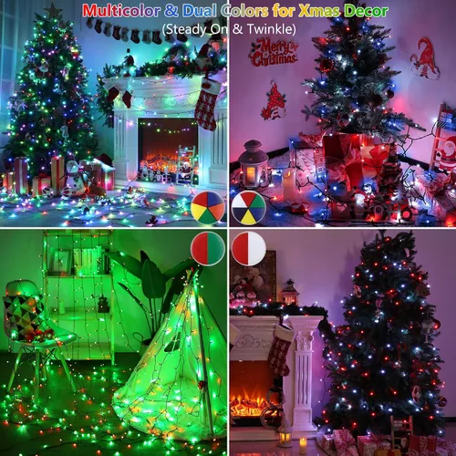 Miniatura 6 de Toodour Guirnalda de luces RGB de 66 pies, 200 luces LED que cambian de color con control remoto y temporizador, luces pastel impermeables
