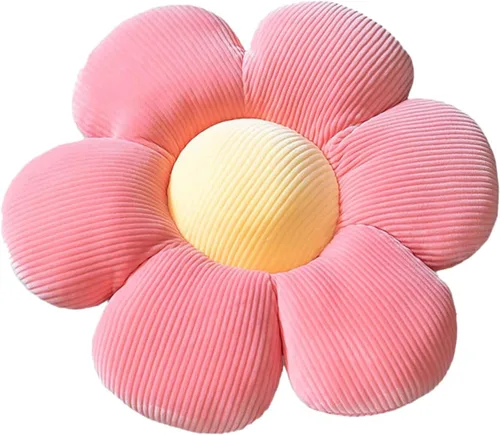 Miniatura 14 de Almohada linda en forma de flor, cojín de flor, almohada de lectura y almohada cómoda y de ocio, cojín de coche (beige/verde, 23.6 in*23.6 in)