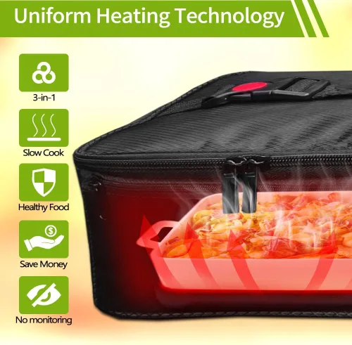 Miniatura 7 de Horno portátil, 12 V, 24 V, 110 V, calentador de alimentos para automóvil, portátil, mini horno personal, lonchera eléctrica con calefacción