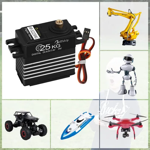 Miniatura 7 de Paquete de 55.1 lbs servomotor digital de alto par RC servo engranaje de metal completo impermeable con brazo servo 25T para RC Car Crawler Robot