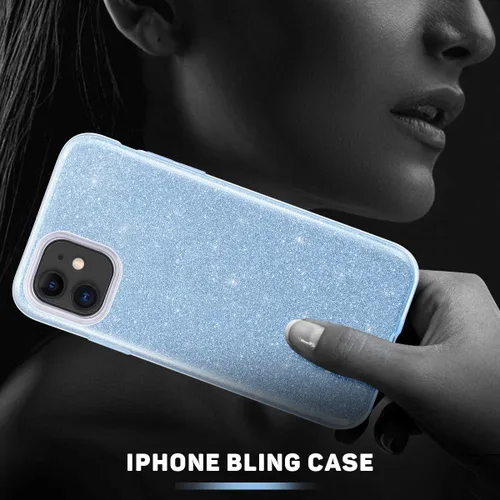 Miniatura 6 de MATEPROX - Carcasa para iPhone 11 y 2019, de 6.1" diseño de brillantes para niñas y mujeres, Azul