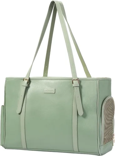 Miniatura 12 de Lasaviin - Bolso para Perros de Moda, Transportador de Mascotas de Cuero para Perros Pequeños, Gatos y Cachorros, Bolso de Mano Portátil Aprobado